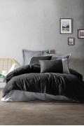 Cotton Box Plain Çift Kişilik Nevresim Takimi Siyah-Gri