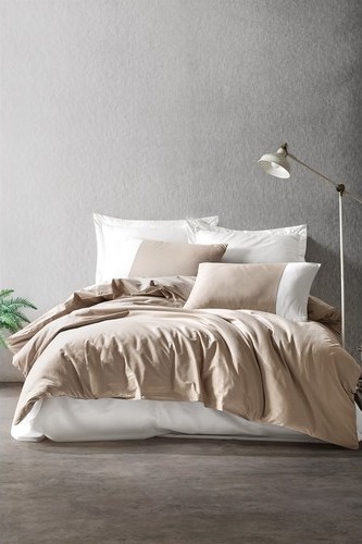 Cotton Box Plain Çift Kişilik Nevresim Takimi Vizon-Krem
