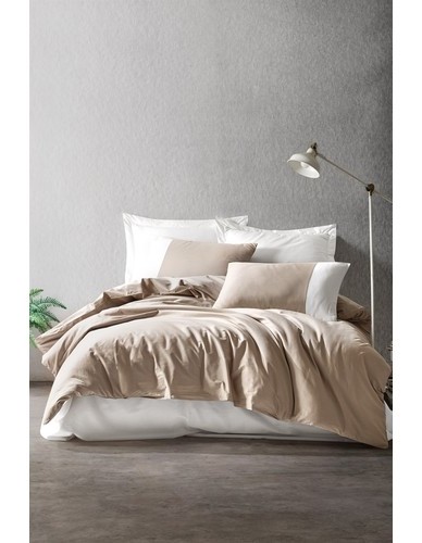 Cotton Box Plain Çift Kişilik Nevresim Takimi Vizon-Krem Cotton Box Plain Çift Kişilik Nevresim Takimi Vizon-Krem