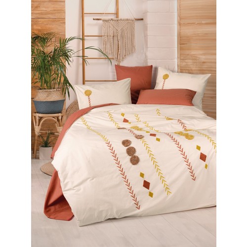 Cotton Box Puff Nakışlı Çift Kişilik Nevresim Takımı Amaris Kiremit Cotton Box Puff Nakışlı Çift Kişilik Nevresim Takımı Amaris Kiremit