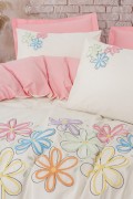 Cotton Box Puff Nakışlı Çift Kişilik Nevresim Takımı Bellis Pembe görseli 2