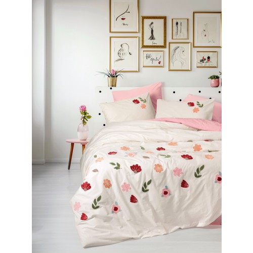 Cotton Box Puff Nakışlı Çift Kişilik Nevresim Takımı Blossom Somon Cotton Box Puff Nakışlı Çift Kişilik Nevresim Takımı Blossom Somon