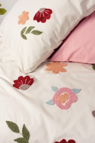 Cotton Box Puff Nakışlı Çift Kişilik Nevresim Takımı Blossom Somon