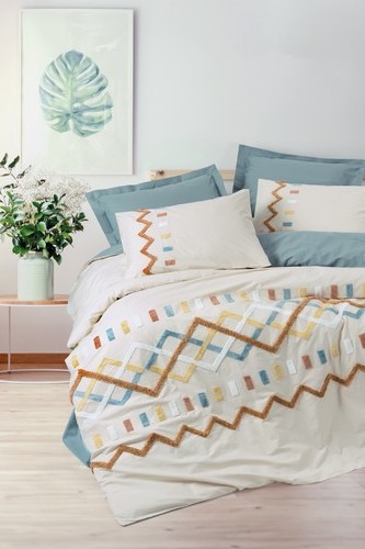 Cotton Box Puff Nakışlı Çift Kişilik Nevresim Takımı Mellow Mint