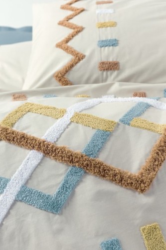 Cotton Box Puff Nakışlı Çift Kişilik Nevresim Takımı Mellow Mint