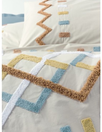 Cotton Box Puff Nakışlı Çift Kişilik Nevresim Takımı Mellow Mint