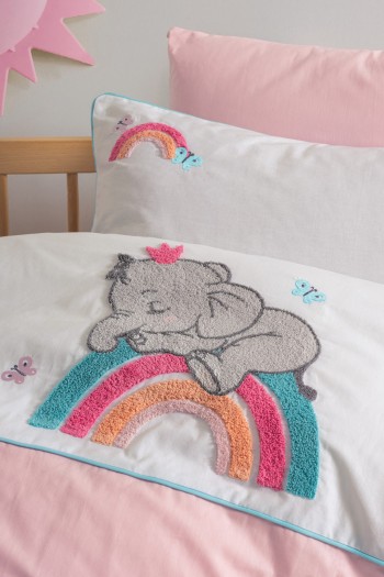 Cotton Box Punch Nakışlı Bebek Nevresim Takimi Lucky Pembe