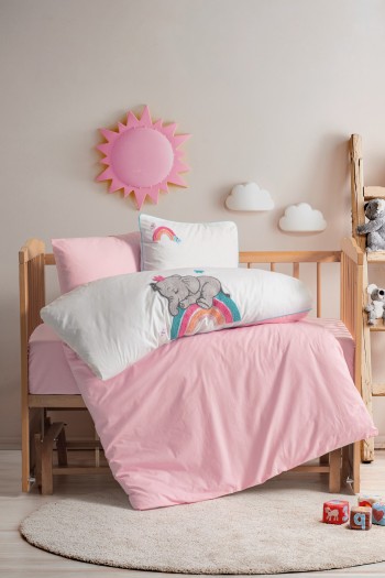 Cotton Box Punch Nakışlı Bebek Nevresim Takimi Lucky Pembe