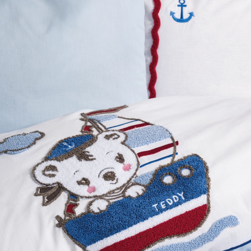 Cotton Box Punch Nakışlı Bebek Nevresim Takimi Miniyo Mavi Cotton Box Punch Nakışlı Bebek Nevresim Takimi Miniyo Mavi