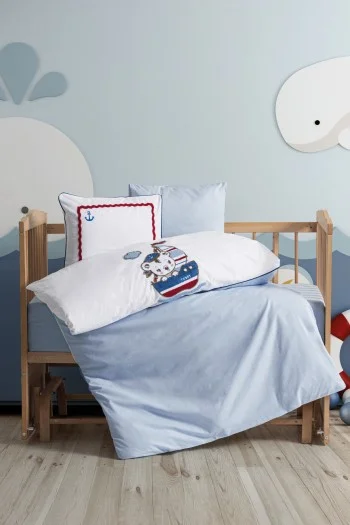 Cotton Box Punch Nakışlı Bebek Nevresim Takimi Miniyo Mavi Cotton Box Punch Nakışlı Bebek Nevresim Takimi Miniyo Mavi