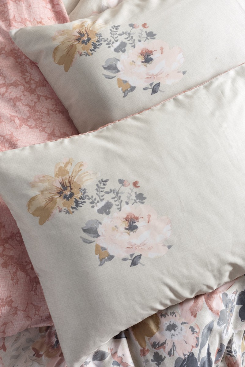 Cotton Box Saten Çift Kişilik Nevresim Takımı Dalya Pudra detay görseli