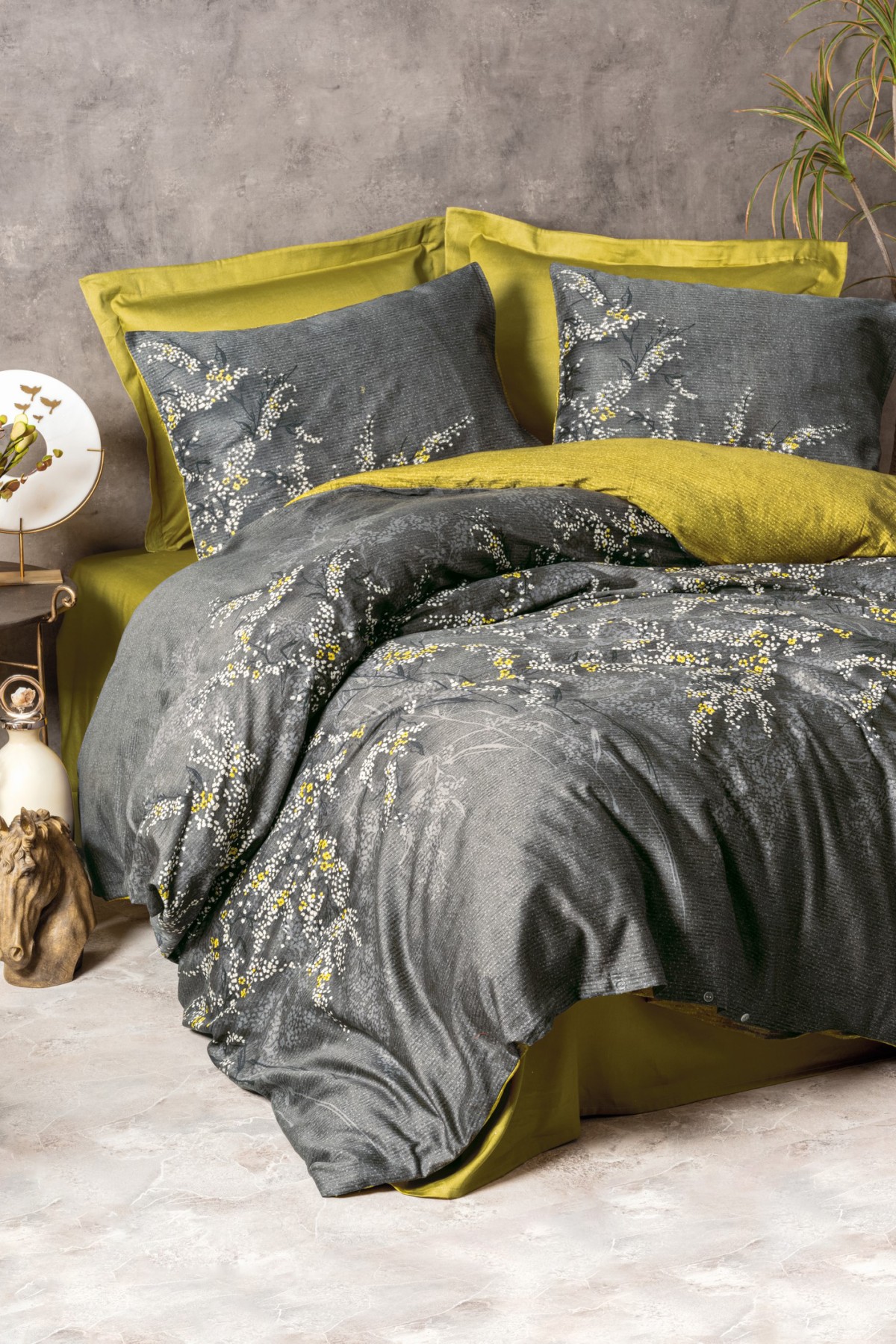 Cotton Box Saten Çift Kişilik Nevresim Takımı Libby Yeşil