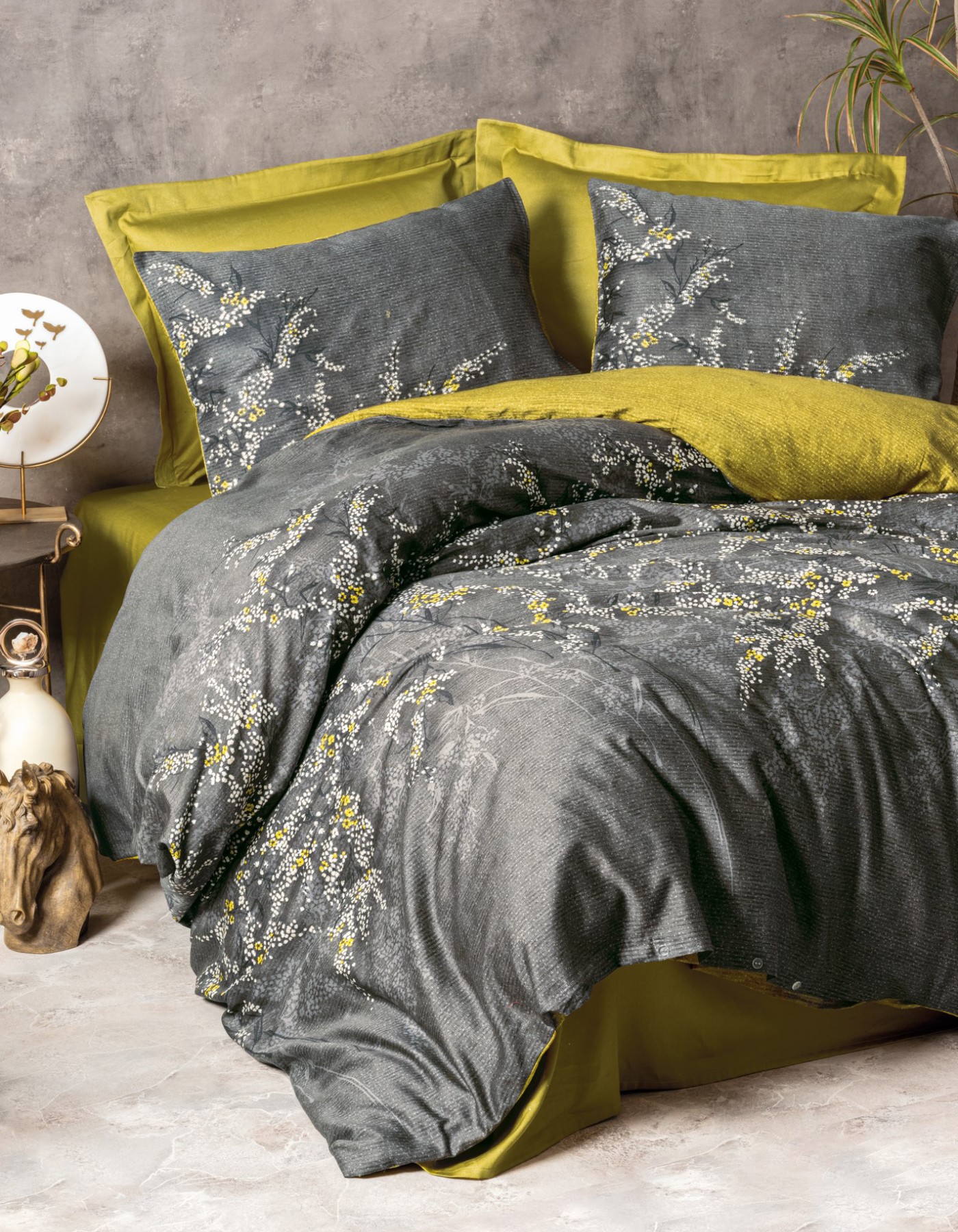 Cotton Box Saten Çift Kişilik Nevresim Takımı Libby Yeşil