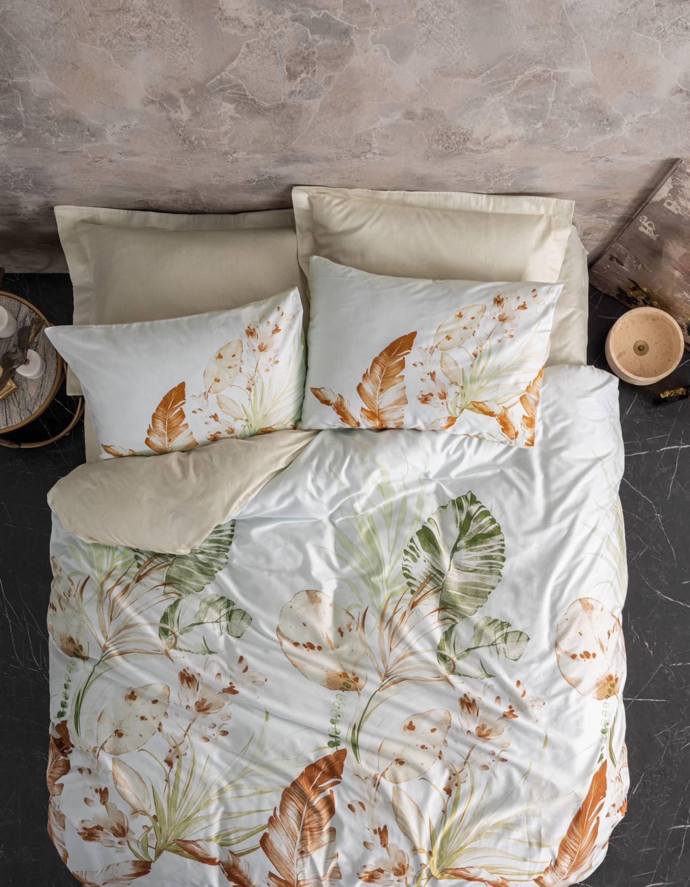 Cotton Box Saten Çift Kişilik Nevresim Takımı Luster Bej