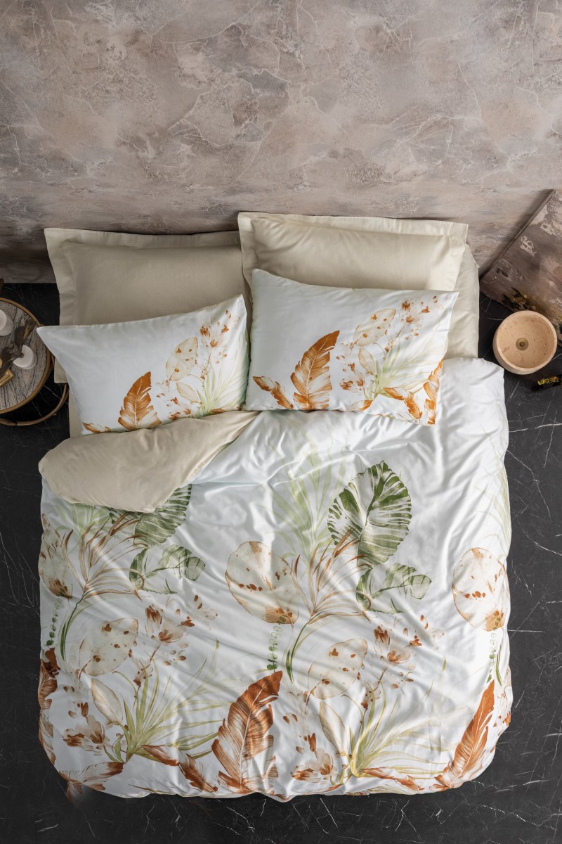 Cotton Box Saten Çift Kişilik Nevresim Takımı Luster Bej detay görseli