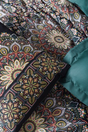 Cotton Box Saten Çift Kişilik Nevresim Takımı Ornate Petrol