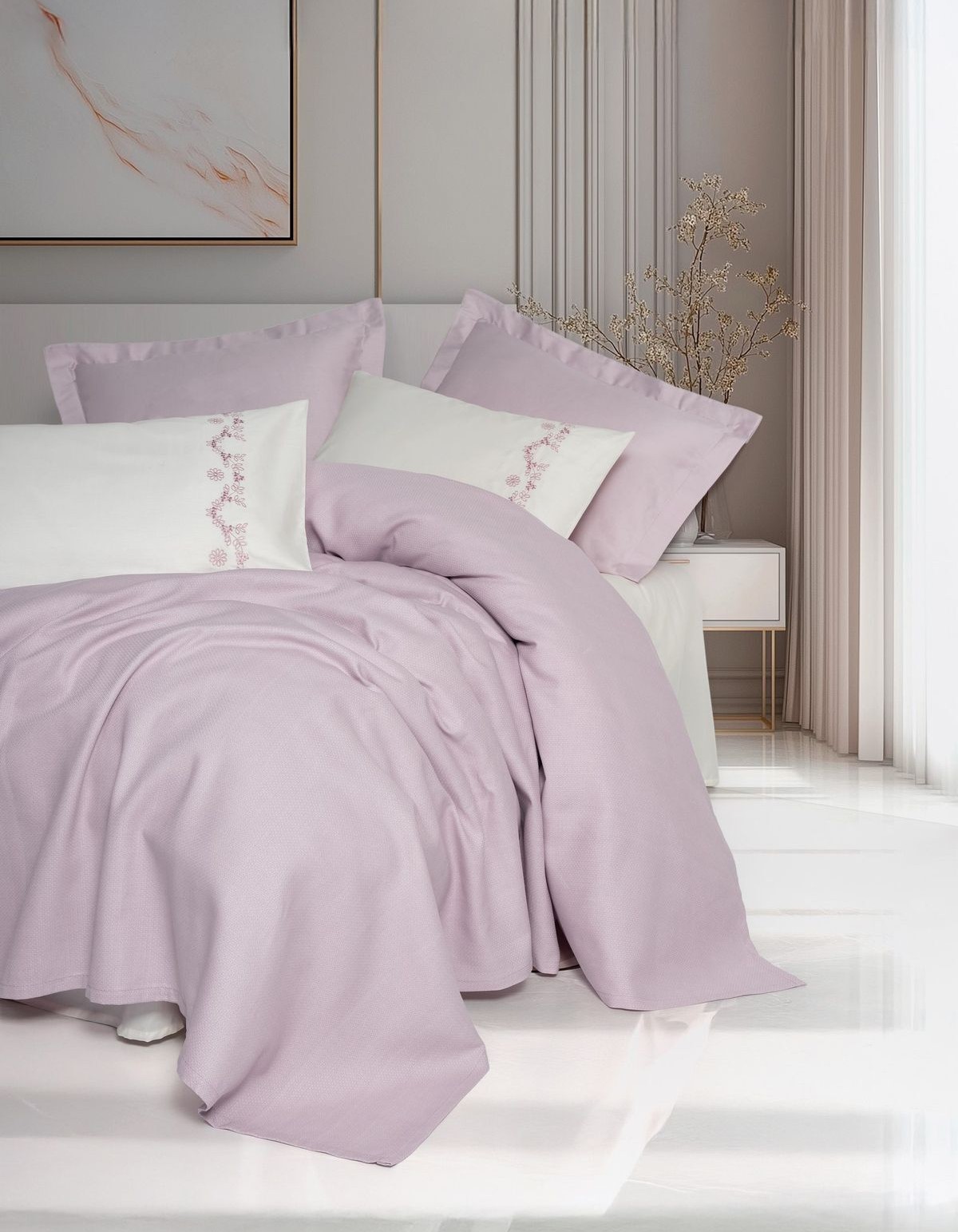 Cotton Box Serenity Bambu Çift Kişilik Pike Takımı Vaila Lila