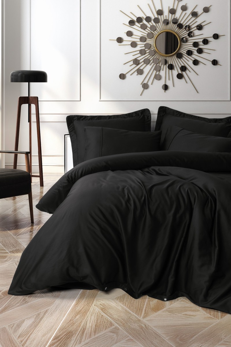 Cotton Box Silky Saten Çift Kişilik Nevresim Takımı Siyah