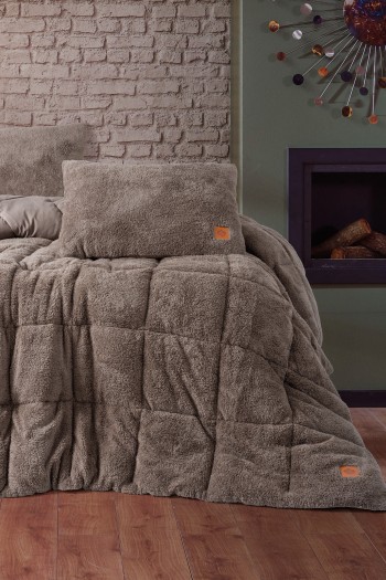 Cotton Box Tek Kişilik Peluş Yorgan Seti Bej 155x215 cm