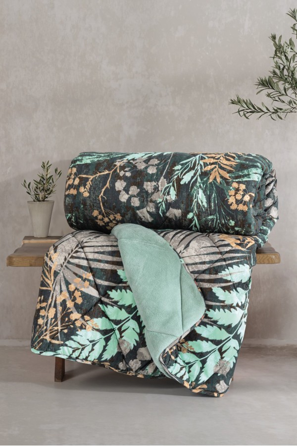 Cotton Box Velvet Çift Kişilik Yorgan Clorasa Mint 195x215 cm