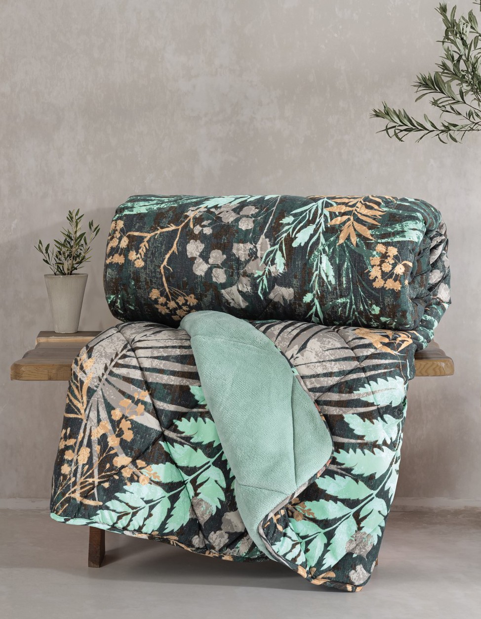 Cotton Box Velvet Çift Kişilik Yorgan Clorasa Mint 195x215 cm Cotton Box Velvet Çift Kişilik Yorgan Clorasa Mint 195x215 cm