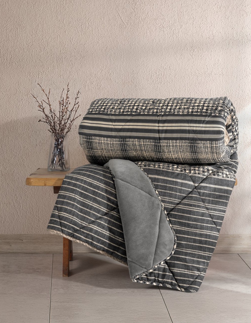 Cotton Box Velvet Çift Kişilik Yorgan Timbre Antrasit 195x215 cm