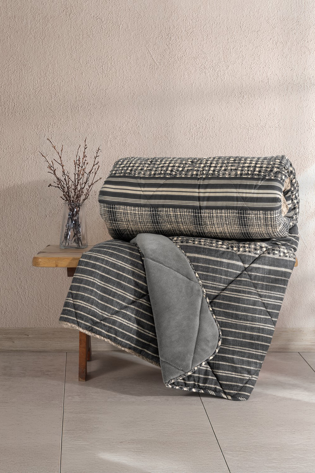 Cotton Box Velvet Çift Kişilik Yorgan Timbre Antrasit 195x215 cm