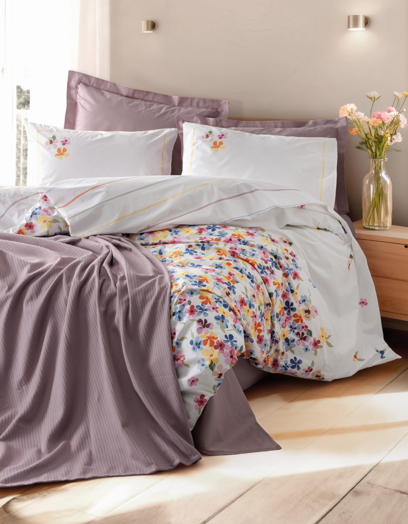 Cotton Box Vivid Çift Kişilik Pikeli Nevresim Takımı Flurry Lila