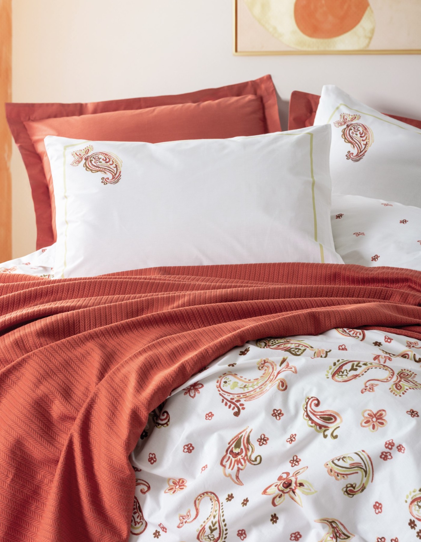 Cotton Box Vivid Çift Kişilik Pikeli Nevresim Takımı Paisia Tarçın Cotton Box Vivid Çift Kişilik Pikeli Nevresim Takımı Paisia Tarçın