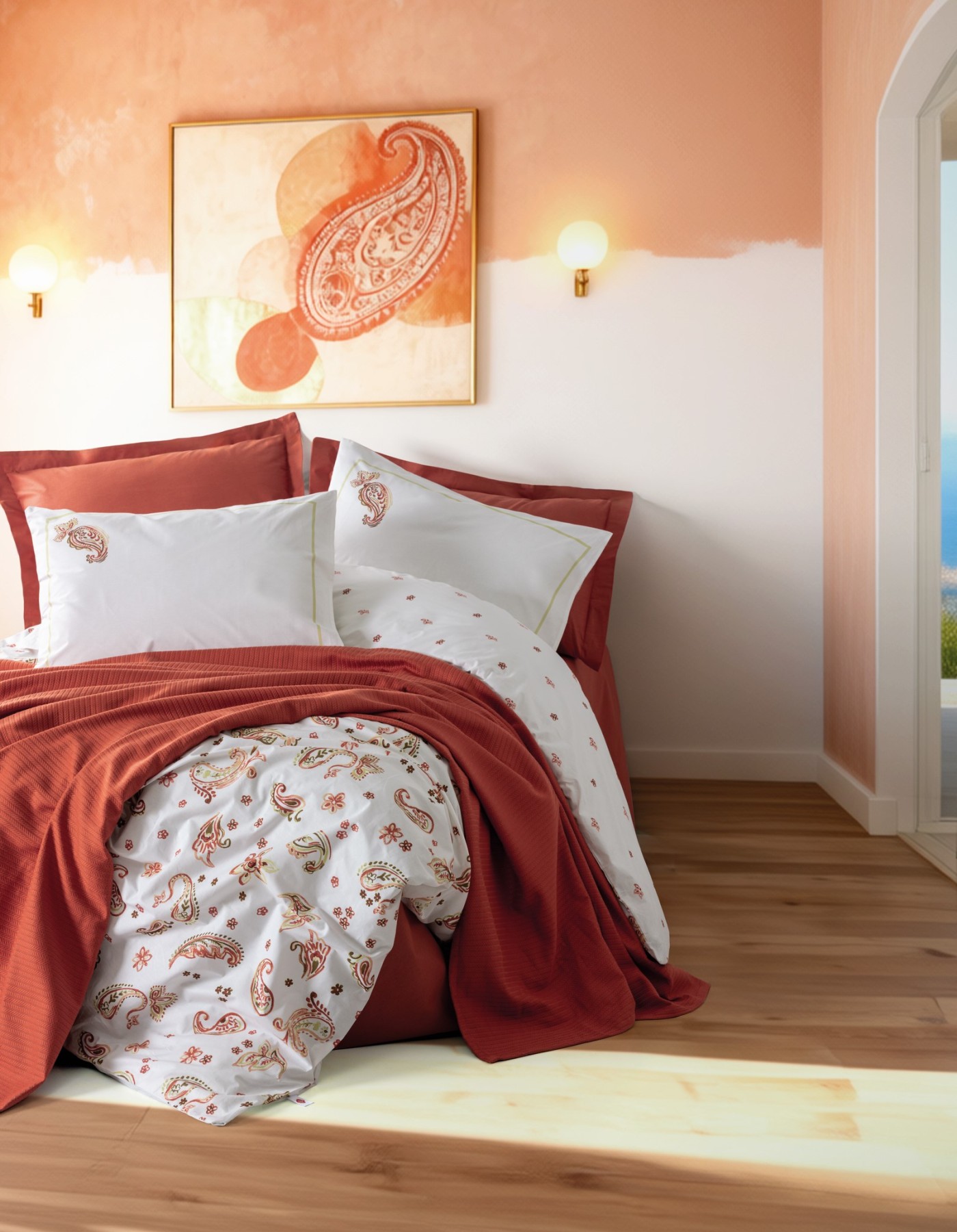 Cotton Box Vivid Çift Kişilik Pikeli Nevresim Takımı Paisia Tarçın Cotton Box Vivid Çift Kişilik Pikeli Nevresim Takımı Paisia Tarçın