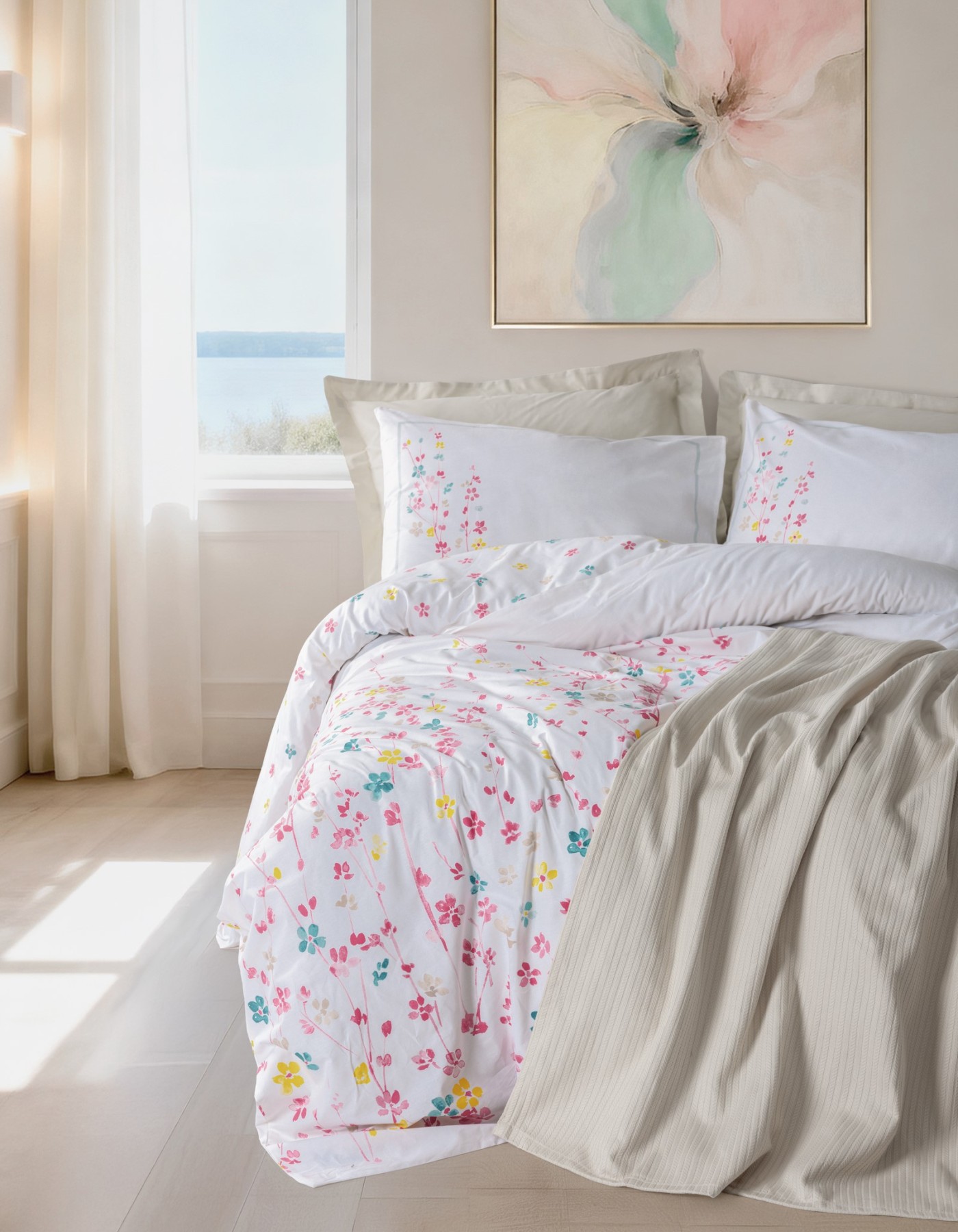 Cotton Box Vivid Tek Kişilik Pikeli Nevresim Takımı Flare Bej