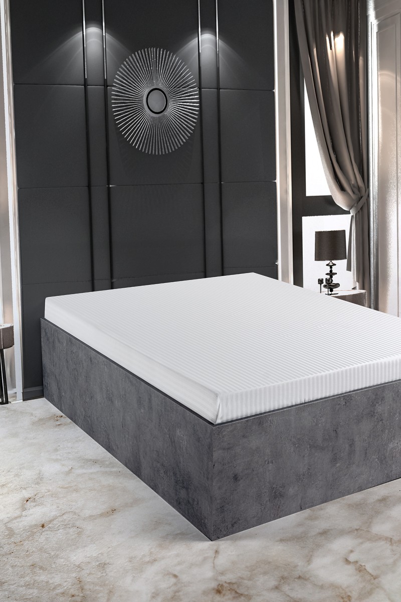 Hermes Serisi 83Tel Pamuk Polyester Saten Otel Çarşafı 1cm Çizgili