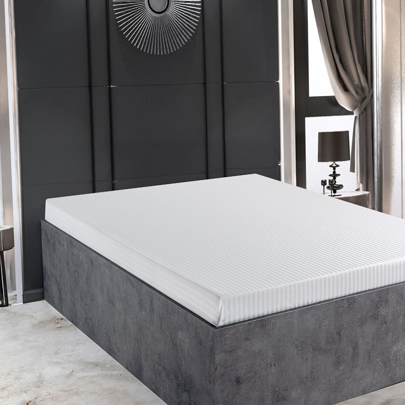 Hermes Serisi 83Tel Pamuk Polyester Saten Otel Çarşafı 1cm Çizgili