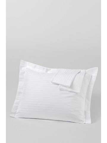Hermes Serisi 83Tel Pamuk Polyester Saten Otel Yastık Kılıfı 1cm Çizgili