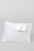 Hermes Serisi 83Tel Pamuk Polyester Saten Otel Yastık Kılıfı 1cm Çizgili görseli 2