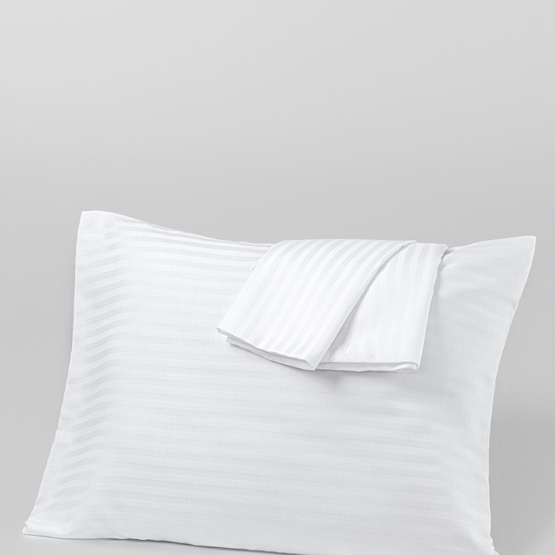 Hermes Serisi 83Tel Pamuk Polyester Saten Otel Yastık Kılıfı 1cm Çizgili