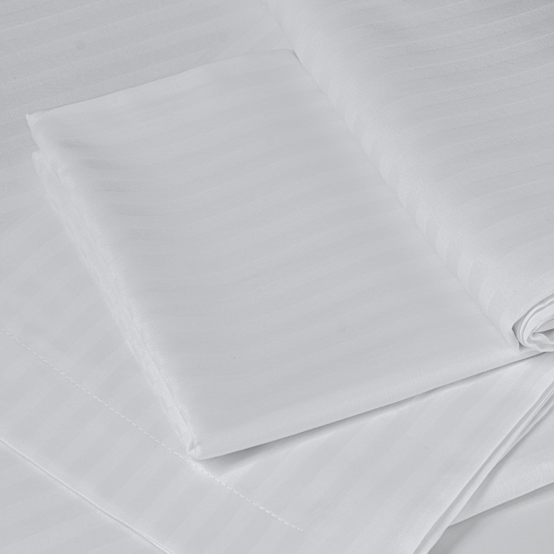 Hermes Serisi 83Tel Pamuk Polyester Saten Otel Yastık Kılıfı 1cm Çizgili