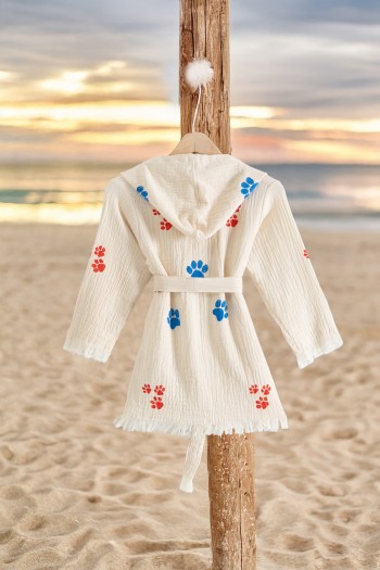 Varol %100 Organik, El İşçiliği Taş Baskı Çocuk Bornozu - Pati Varol %100 Organik, El İşçiliği Taş Baskı Çocuk Bornozu - Pati