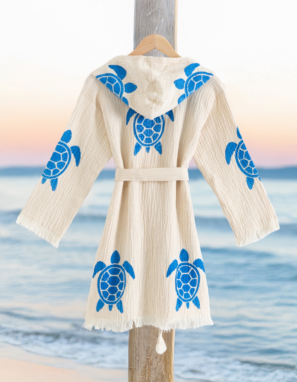 Varol %100 Organik, El İşçiliği Taş Baskı Garson Boy Bornozu - Caretta