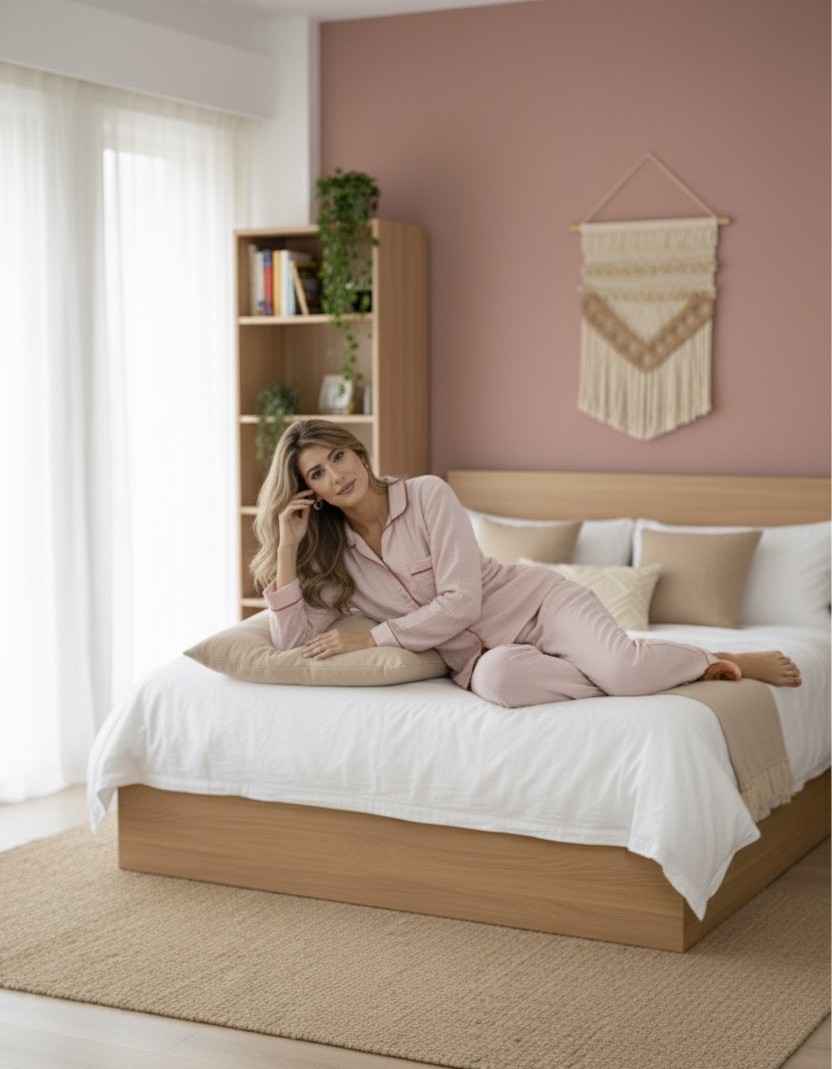 Varol %100 Pamuk Müslin Kadın Pijama Takımı - PEMBE