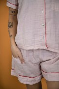 Varol %100 Pamuk Müslin Kadın Şortlu Pijama & Ev Giyim Takımı – Pembe görseli 4