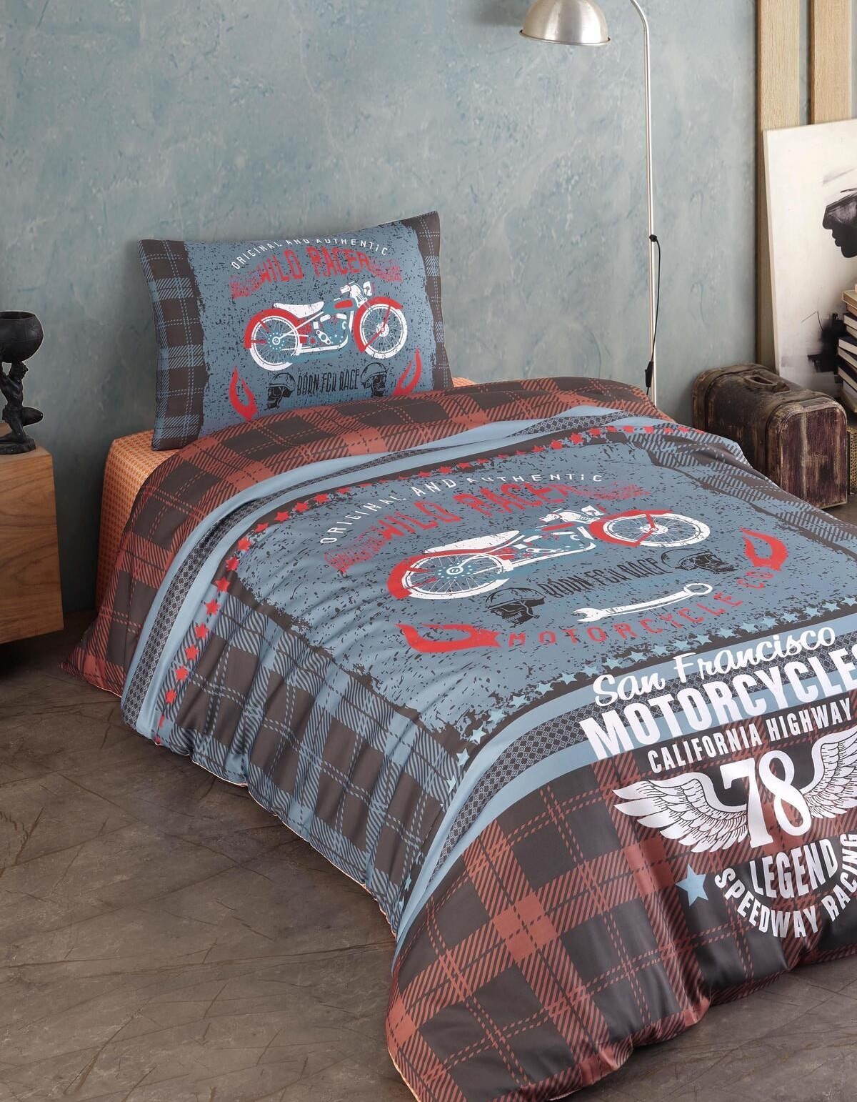 Varol %100 Pamuk Saten Genç Nevresim Takımı - Motorcycle