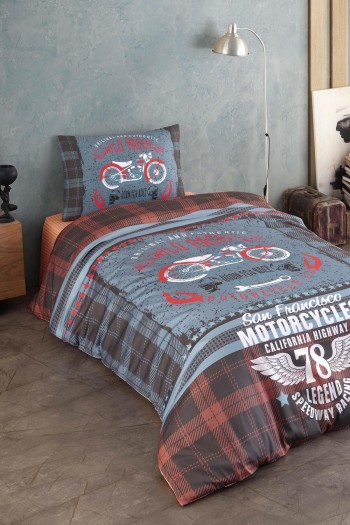 Varol %100 Pamuk Saten Genç Nevresim Takımı - Motorcycle