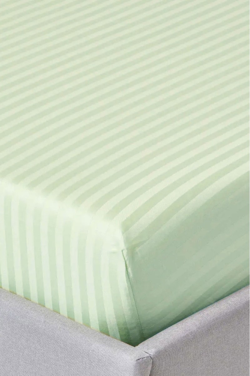 Varol %100 Pamuk Saten Stripe Battal Boy (King Size) Lastikli Çarşaf Takımı – 30 cm – 2 Yastık Kılıfı – 180x200