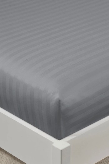 Varol %100 Pamuk Saten Stripe Battal Boy (King Size) Lastikli Çarşaf Takımı – 30 cm – 2 Yastık Kılıfı – 180x200 - GRİ-180X200CM