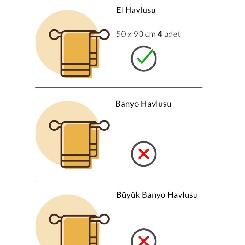 Varol 4 Adet İperion Serisi Otel El Yüz Havlusu 50x90 225gr