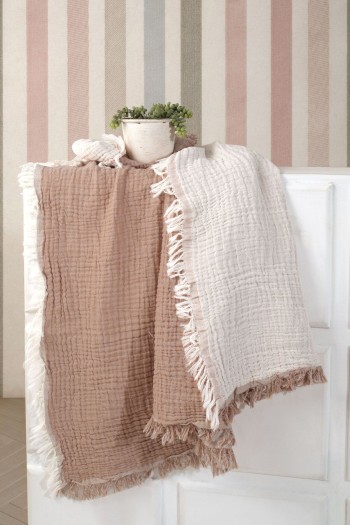 Varol 5 Katlı %100 Pamuk Müslin Bebek Battaniyesi - KAHVE-150 X 150CM