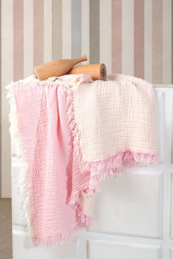 Varol 5 Katlı %100 Pamuk Müslin Bebek Battaniyesi - PEMBE-150 X 150CM
