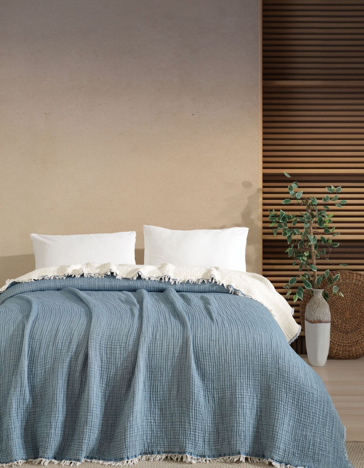 Varol 5 Katlı Çift Kişilik %100 Pamuk Müslin Yatak Örtüsü – 230x240 cm