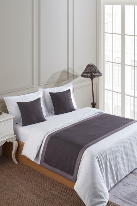 Varol 70x250 Yatak Şalı (Runner) ve 2 Adet 45x45 Kırlent Seti – Otel Konsept Lüx Dekoratif Set ANTRASİT